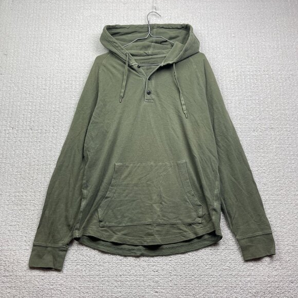American Eagle Pullover Henley Hooded Long Sleeve Shirt Mens M Military Green - Picture 1 of 16